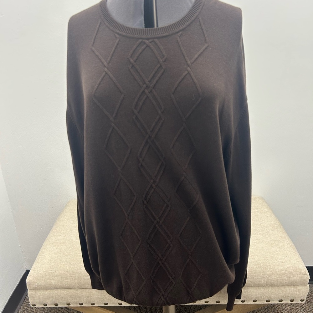 Perry Ellis Men's Dark Brown Crewneck Sweater